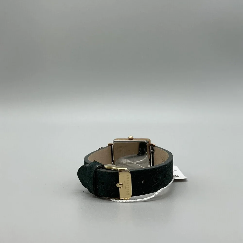 Rosefield Womens Watch 26mm White Dial Rose Gold Green Leather Date Quartz